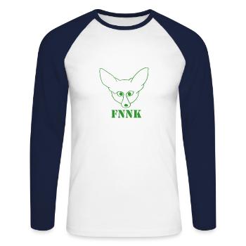 FNNK grün - Unisex Baseballshirt langarm - Weiß/Navy - Vorne - Nik (191cm)