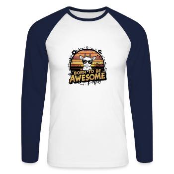 Funny Goat Animal Lover Farm Fun - Unisex Long Sleeve Baseball T-Shirt - white/navy - Front - Nik (191cm)