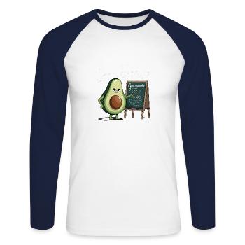 Avocado Class: Let's Make Guacamole - Unisex Long Sleeve Baseball T-Shirt - white/navy - Front - Nik (191cm)