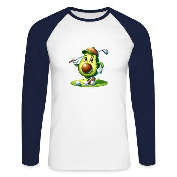 Lustige Golf Avocado Bereit Für Ein Tee Time - Unisex Baseballshirt langarm - Weiß/Navy - Vorne - Nik (191cm)