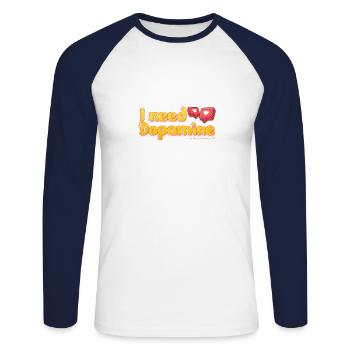 i need Dopamine - T-shirt baseball manches longues Homme - blanc/marine - Devant - Nik (191cm)