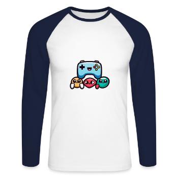 Game Controller - Unisex Baseballshirt langarm - Weiß/Navy - Vorne - Nik (191cm)