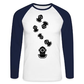 Diving helmet diving symbol - Unisex Long Sleeve Baseball T-Shirt - white/navy - Front - Nik (191cm)