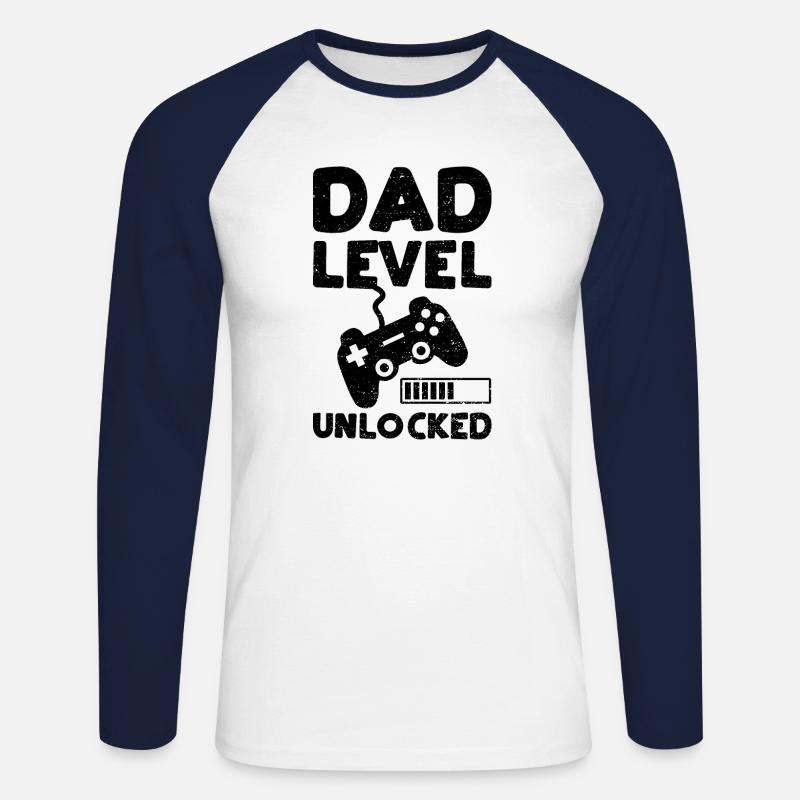 Dad Level Unlocked - Dad - Unisex Baseballshirt langarm - Weiß/Navy