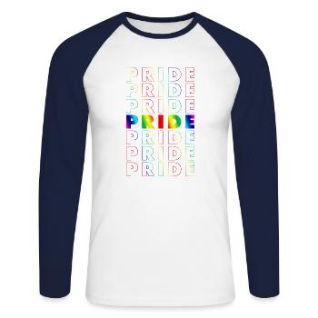 Gradient de fierté - T-shirt baseball manches longues Homme - blanc/marine - Devant - Nik (191cm)