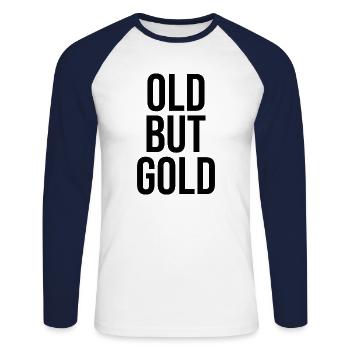 Old but or vieux sort Police anglais - T-shirt baseball manches longues Homme - blanc/marine - Devant - Nik (191cm)