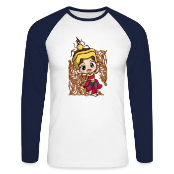 Cambodge Tradition Danse Khmer Apsara I Cadeau - T-shirt baseball manches longues Homme - blanc/marine - Devant - Nik (191cm)