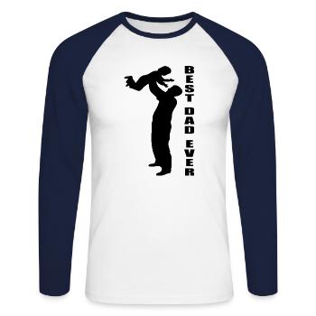 Father Dad Family Father's Day Sayings - Unisex Long Sleeve Baseball T-Shirt - white/navy - Front - Nik (191cm)