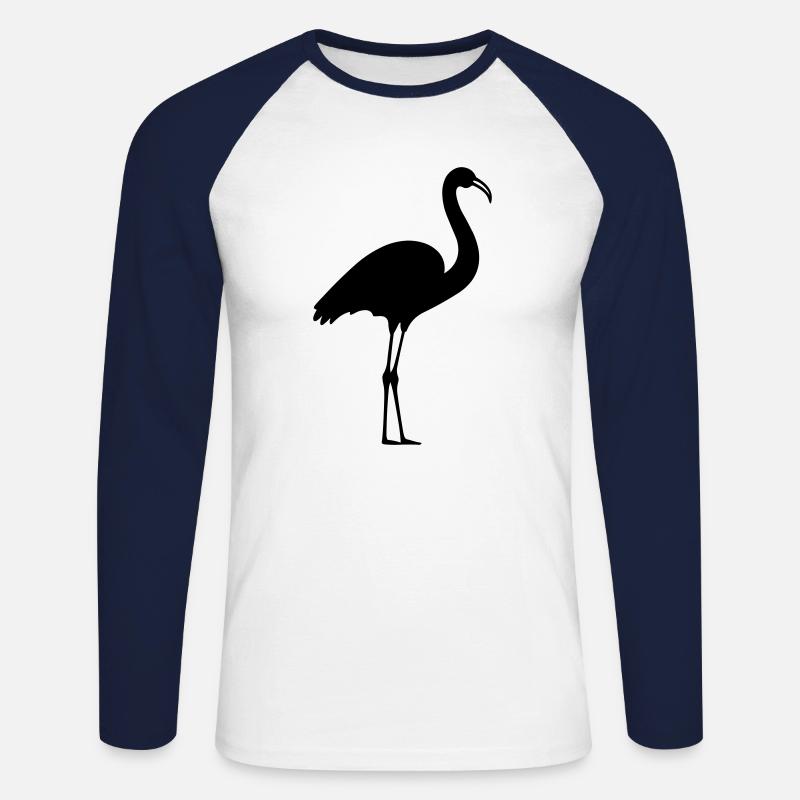 Flamingo - Unisex Baseballshirt langarm - Weiß/Navy