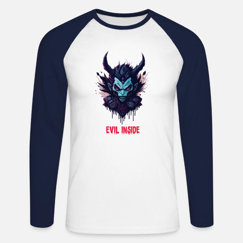Hard Fashion - Evil Inside - Unisex Baseballshirt langarm - Weiß/Navy