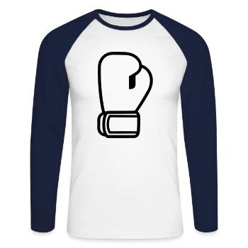 gant de boxe - T-shirt baseball manches longues Homme - blanc/marine - Devant - Nik (191cm)