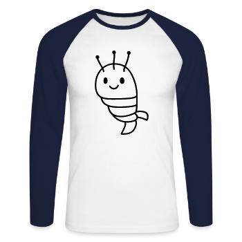 Crevette - T-shirt baseball manches longues Homme - blanc/marine - Devant - Nik (191cm)