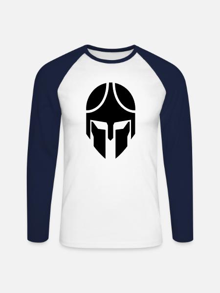 Spartanischer Helm - Unisex Baseballshirt langarm - Weiß/Navy