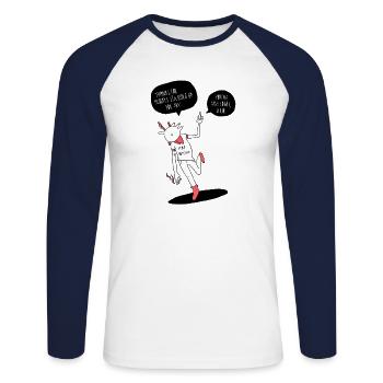 Comic - friends - sarcasm - Unisex Long Sleeve Baseball T-Shirt - white/navy - Front - Nik (191cm)