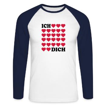 Ich liebe Dich - Unisex Baseballshirt langarm - Weiß/Navy - Vorne - Nik (191cm)