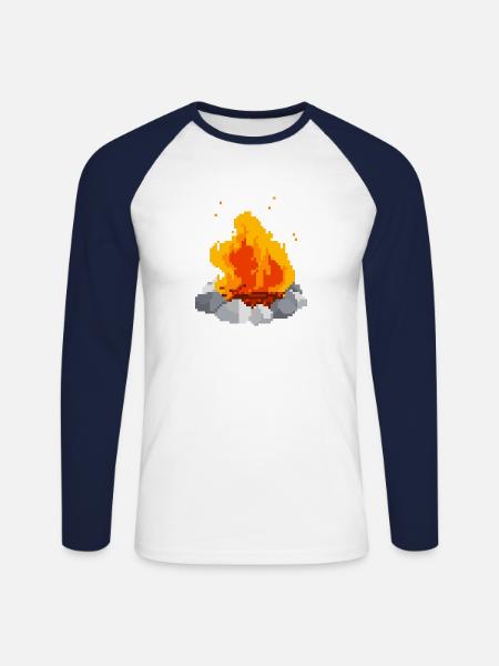 Pixel fire pixel fire - Unisex Long Sleeve Baseball T-Shirt - white/navy