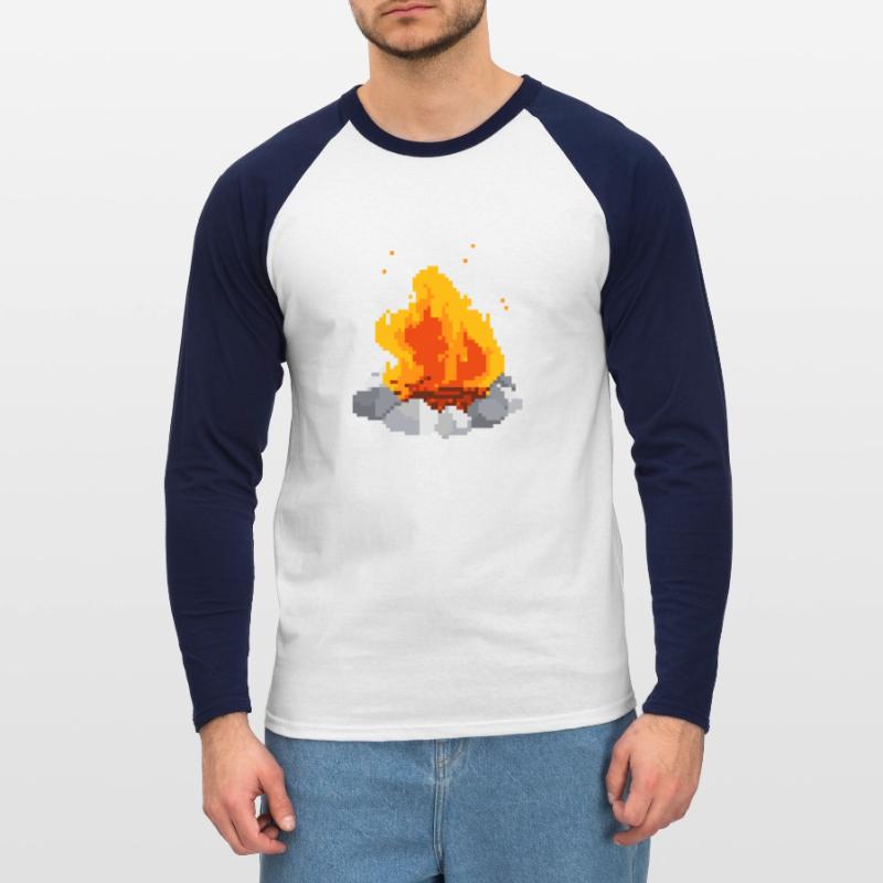 Feu de pixel feu de pixel T-shirt baseball manches longues Homme