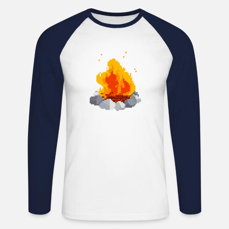 Pixel fire pixel fire - Unisex Long Sleeve Baseball T-Shirt - white/navy