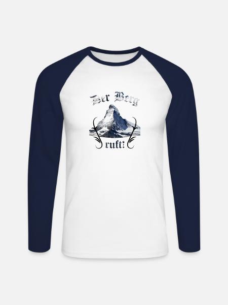 Der Berg ruft! - Unisex Baseballshirt langarm - Weiß/Navy