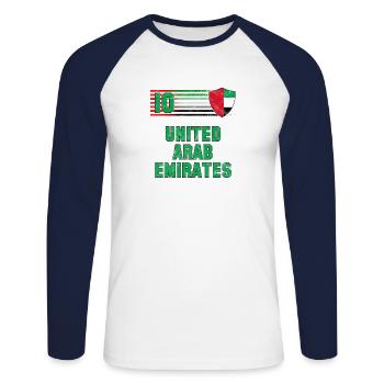 United Arab Emirates Football Team - Unisex Long Sleeve Baseball T-Shirt - white/navy - Front - Nik (191cm)