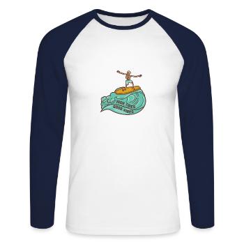 High Tides - T-shirt baseball manches longues Homme - blanc/marine - Devant - Nik (191cm)