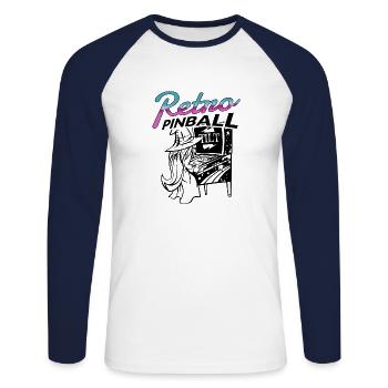 Pinball Retro Arcade Flipper Wizard Extra Ball - Unisex Baseballshirt langarm - Weiß/Navy - Vorne - Nik (191cm)