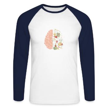 Jardin incurable Jardin Malade Jardinier Dictons Dames - T-shirt baseball manches longues Homme - blanc/marine - Devant - Nik (191cm)