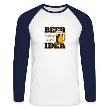 Beer is always a good idea | BEER IDEA - Unisex Long Sleeve Baseball T-Shirt - white/navy - Front - Nik (191cm)