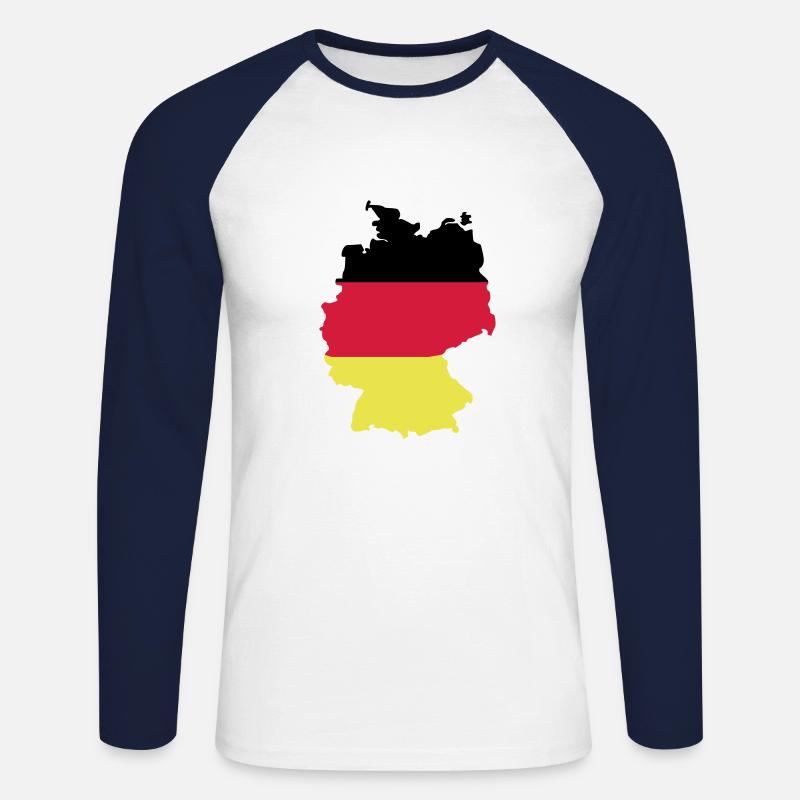 Deutschland - Unisex Baseballshirt langarm - Weiß/Navy