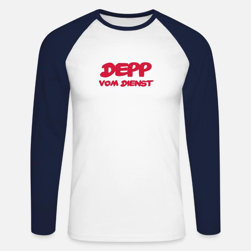 Depp vom Dienst - Unisex Baseballshirt langarm - Weiß/Navy