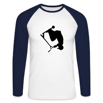 Stuntroller cool cadeau d’adolescent - T-shirt baseball manches longues Homme - blanc/marine - Devant - Nik (191cm)