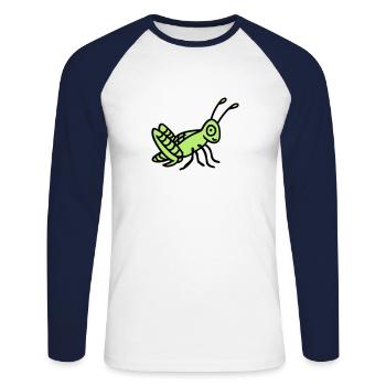 Sauterelle - T-shirt baseball manches longues Homme - blanc/marine - Devant - Nik (191cm)