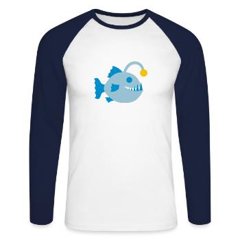 Fish Frogfish Deep Sea Bioluminescence Symbol - Unisex Long Sleeve Baseball T-Shirt - white/navy - Front - Nik (191cm)