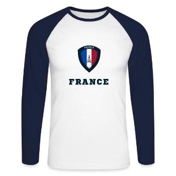 FRANKREICH - Unisex Baseballshirt langarm - Weiß/Navy - Vorne - Nik (191cm)