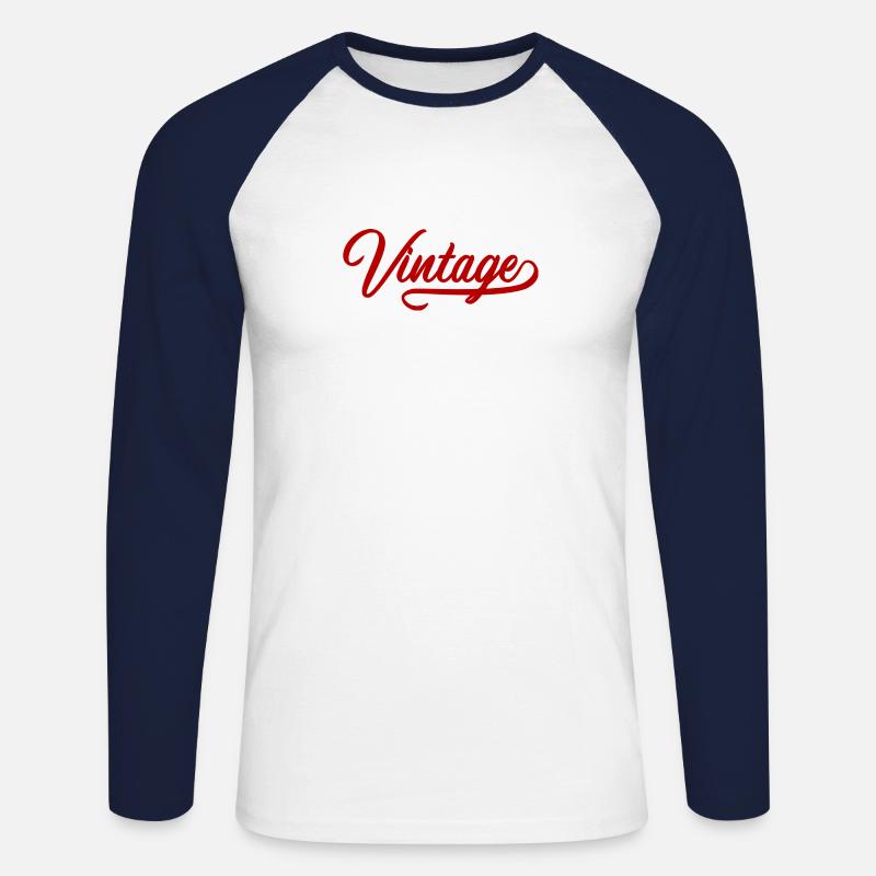 Weinlese - Unisex Baseballshirt langarm - Weiß/Navy