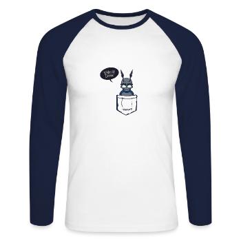 Wake Up - Unisex Long Sleeve Baseball T-Shirt - white/navy - Front - Nik (191cm)