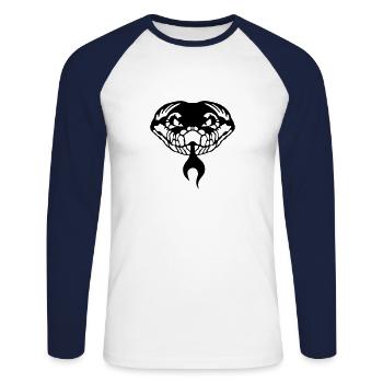 serpent tribal langue vipere 12 - T-shirt baseball manches longues Homme - blanc/marine - Devant - Nik (191cm)