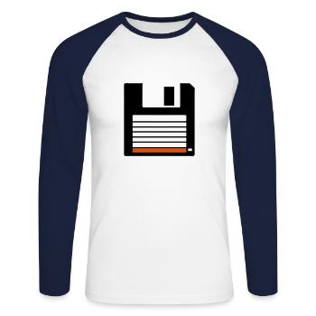 disquette 3 pouce 15 - T-shirt baseball manches longues Homme - blanc/marine - Devant - Nik (191cm)