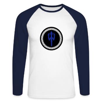 trident 002 - T-shirt baseball manches longues Homme - blanc/marine - Devant - Nik (191cm)