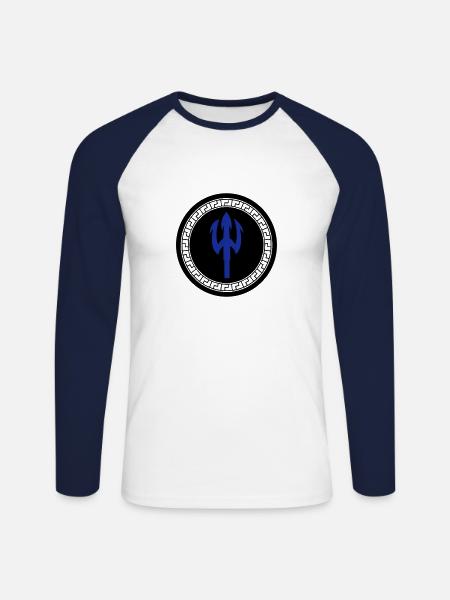 trident 002 - Unisex Long Sleeve Baseball T-Shirt - white/navy