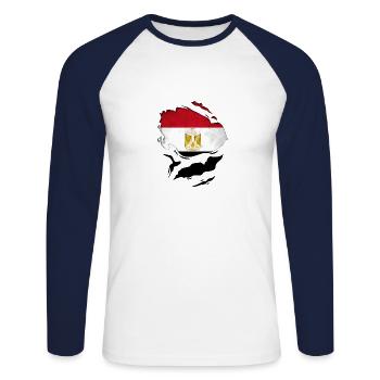 Drapeau Egypte - T-shirt baseball manches longues Homme - blanc/marine - Devant - Nik (191cm)