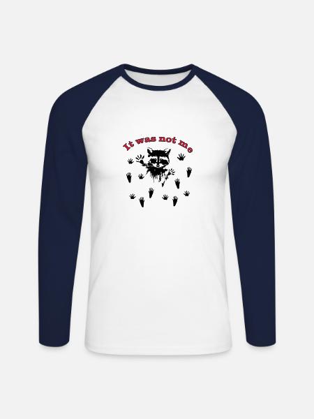 Racoon/Waschbär - Unisex Baseballshirt langarm - Weiß/Navy