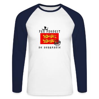 PURE NORMANDY PRODUCT - Unisex Long Sleeve Baseball T-Shirt - white/navy - Front - Nik (191cm)