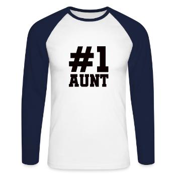 La meilleure tante du monde - Tante - Tantes - Cool - T-shirt baseball manches longues Homme - blanc/marine - Devant - Nik (191cm)