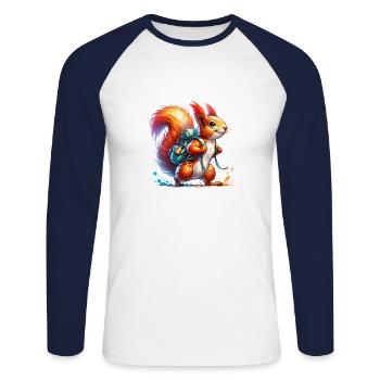 Wandern Natur Eichhörnchen Nüsse Tierliebe - Unisex Baseballshirt langarm - Weiß/Navy - Vorne - Nik (191cm)