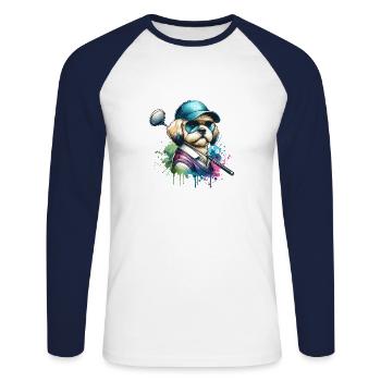 Bolonka Golfers Golf Course Dogs Owners - Unisex Long Sleeve Baseball T-Shirt - white/navy - Front - Nik (191cm)