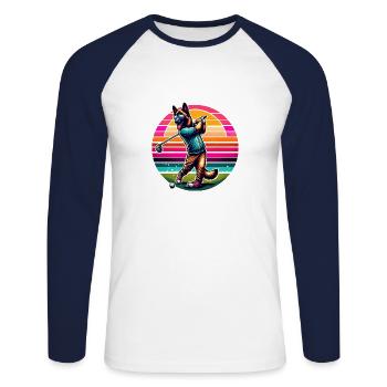 Funny Malinois Dog Golfer Design for - Unisex Long Sleeve Baseball T-Shirt - white/navy - Front - Nik (191cm)