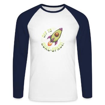 Off to Guac Space Adventure - Unisex Long Sleeve Baseball T-Shirt - white/navy - Front - Nik (191cm)