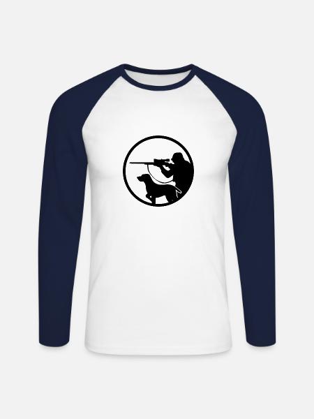 Hunter-Logo - Unisex Baseballshirt langarm - Weiß/Navy