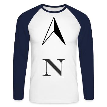 North symbol compass black - Unisex Long Sleeve Baseball T-Shirt - white/navy - Front - Nik (191cm)